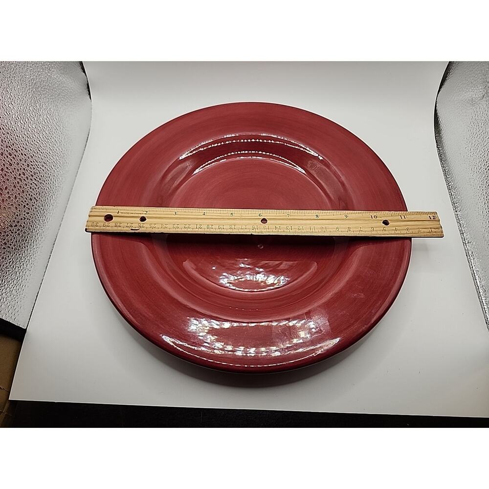 Corsica Home Hand Painted Hand Crafted Large 11 1/4" Red Dinner Serving Plate - Picture 2 of 7